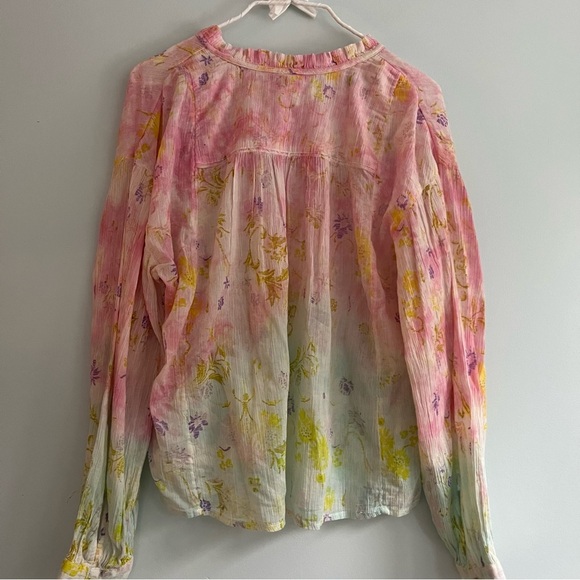 Anthroplogie X Pilcro Tavi Pink Pastel Floral Lightweight Blouse Small - Picture 10 of 16